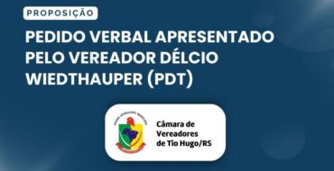 Pedido verbal apresentado pelo vereador Délcio Wiedthauper (PDT)